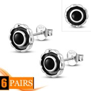 6pairs Black Onyx Sterling Silver Earrings - e170